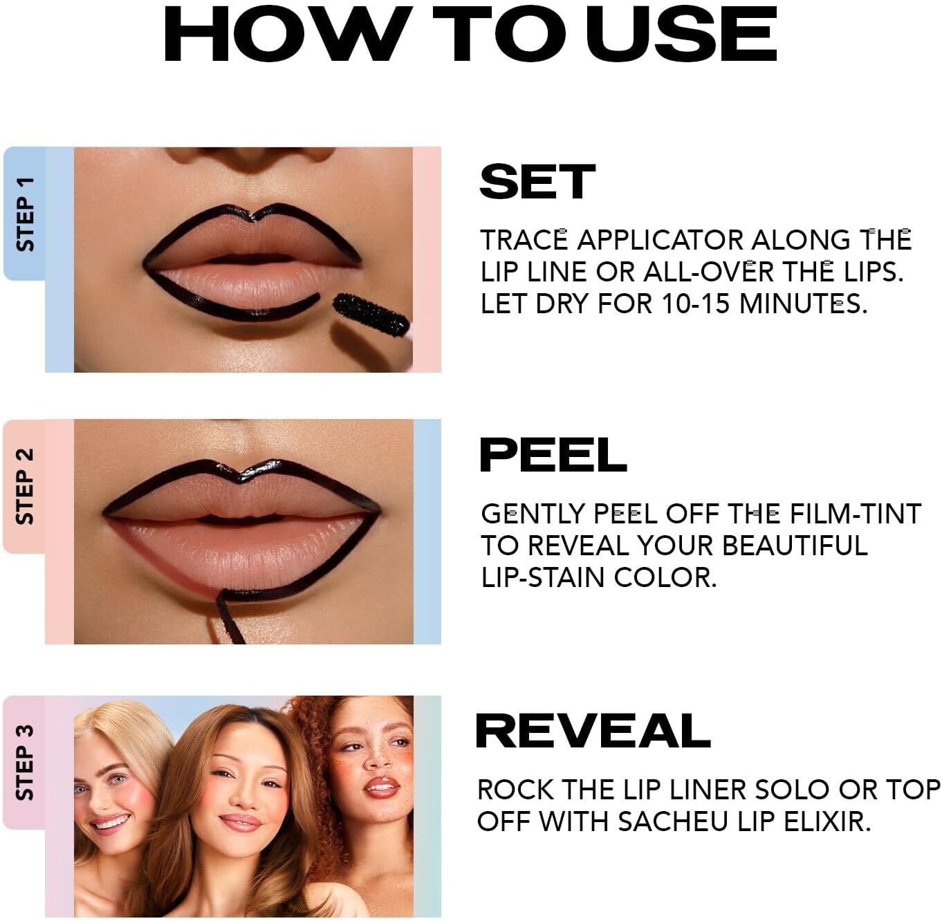 Sacheu Lip Liner Stay-N Peel Off Lip Stain — Long Lasting Matte Lip Tattoo Transfer Proof Lipstain Infused with Hyaluronic Acid & Vitamin E for All Skin Types