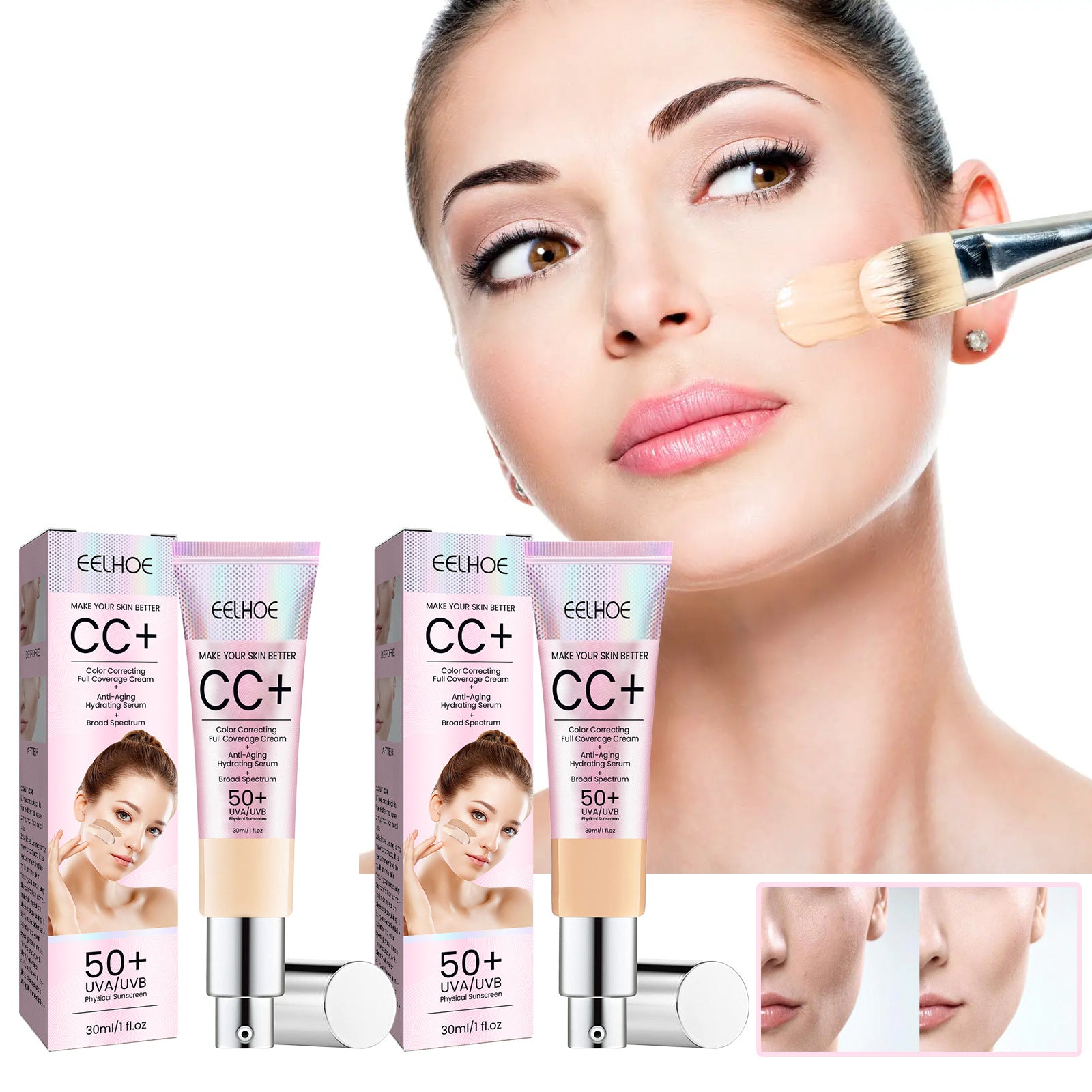 CC+ Cream Oil Control Even Skin Tone Nourish Brighten Skin Waterproof Concealer Cover Blemishes Make Up Foundation Cream | westo voga